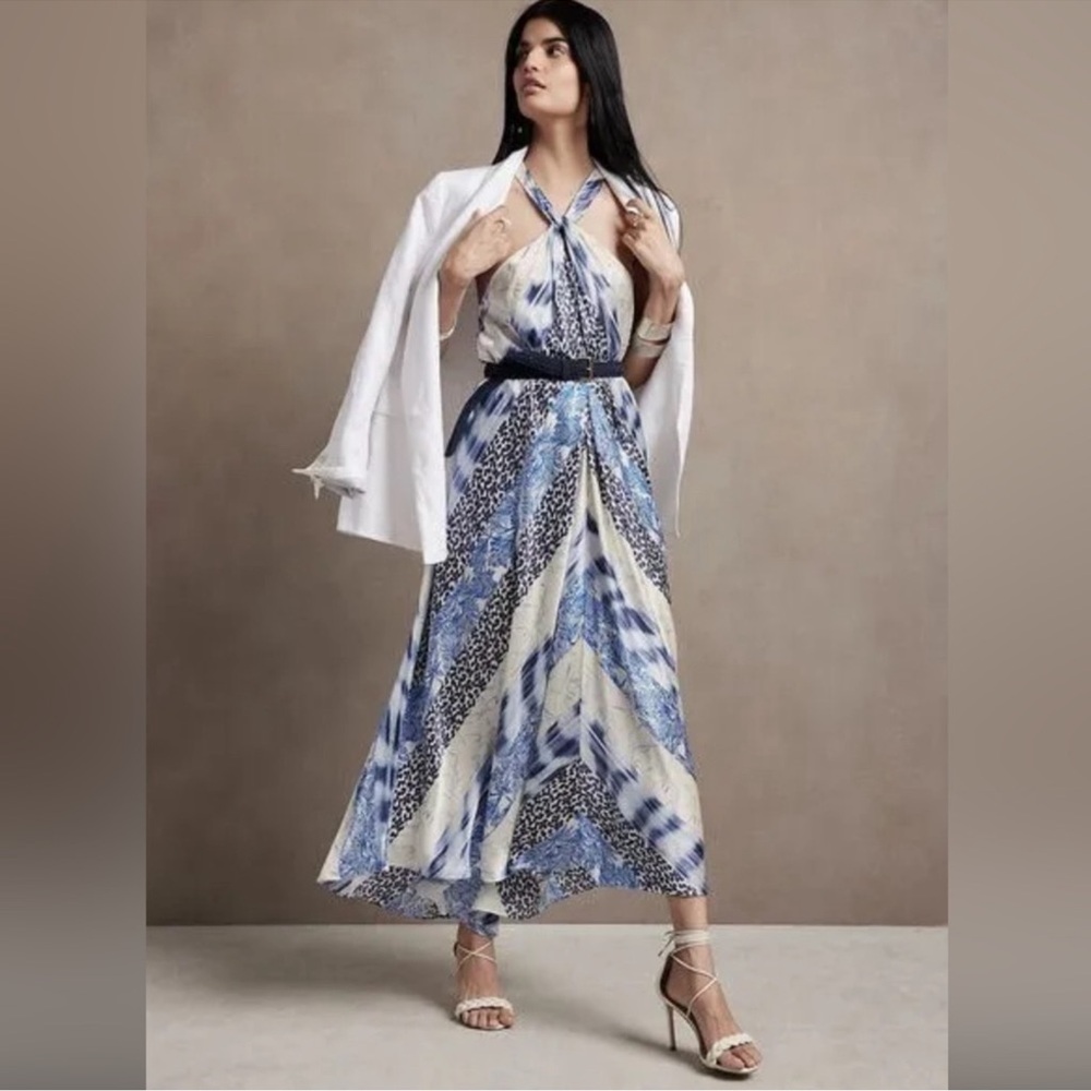 100% Silk Banana Republic "Belay" Maxi New WOT dress- elegant silk dress